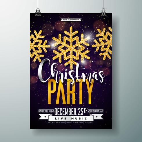 Merry Christmas Party Poster Template vettore