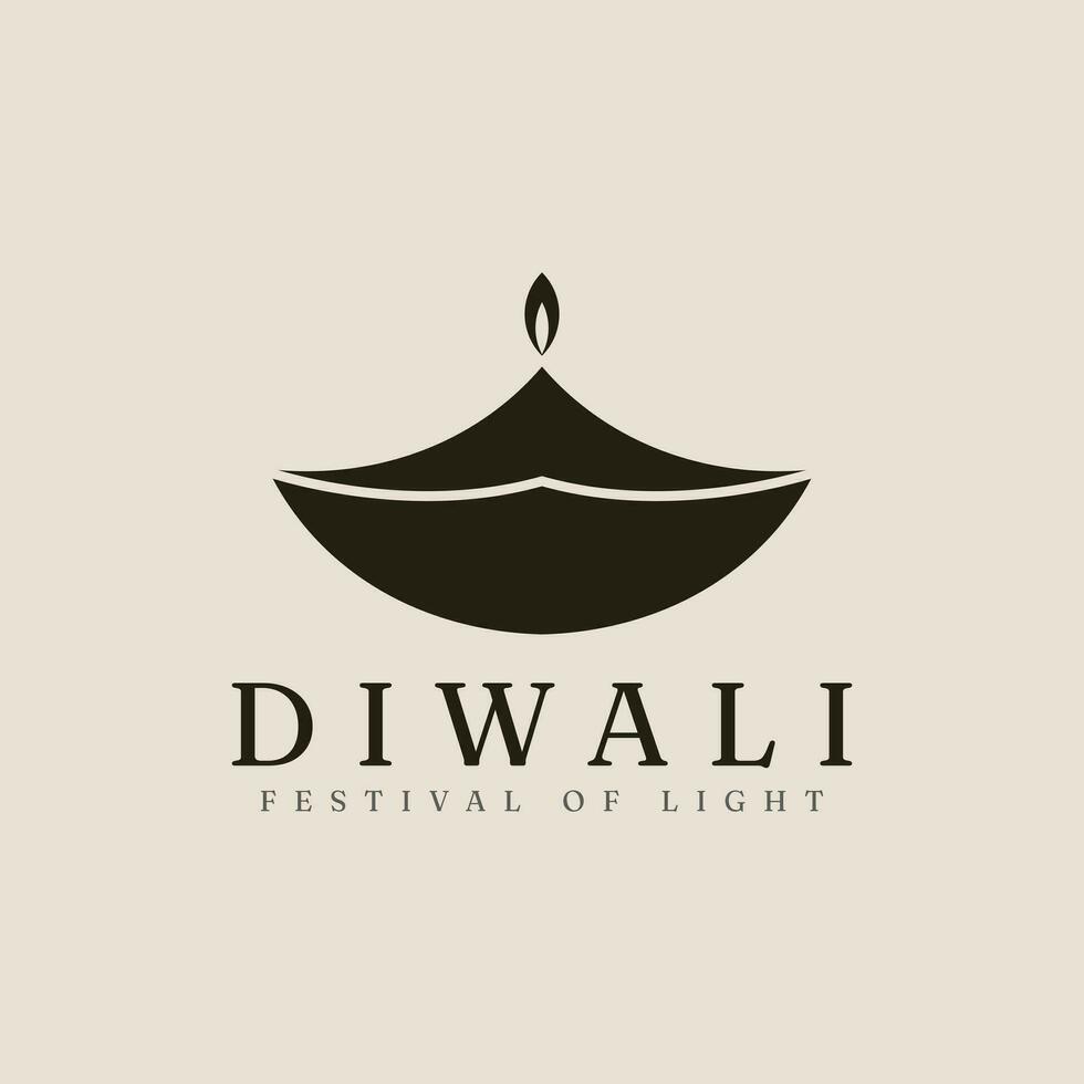 Diwali Vintage ▾ logo vettore illustrazione con minimalista design. Festival di leggero simbolo.