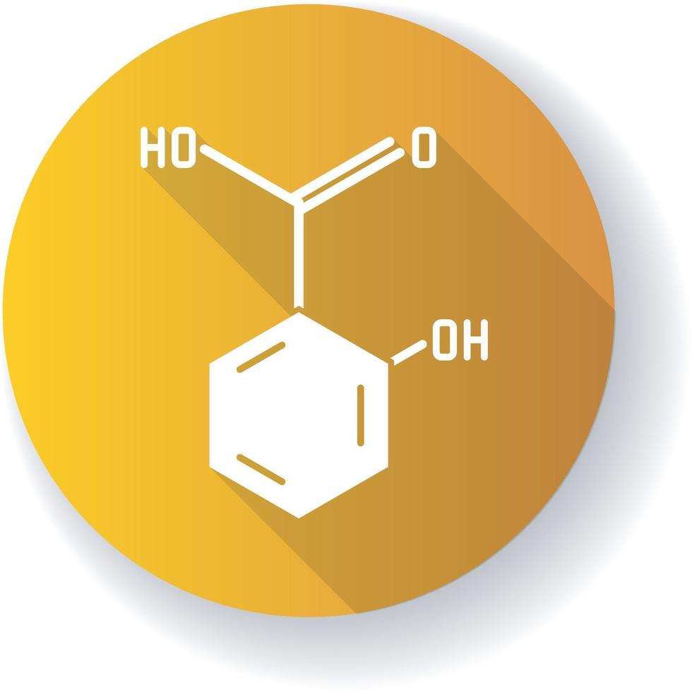 icona del glifo con ombra lunga design piatto arancione acido salicilico vettore