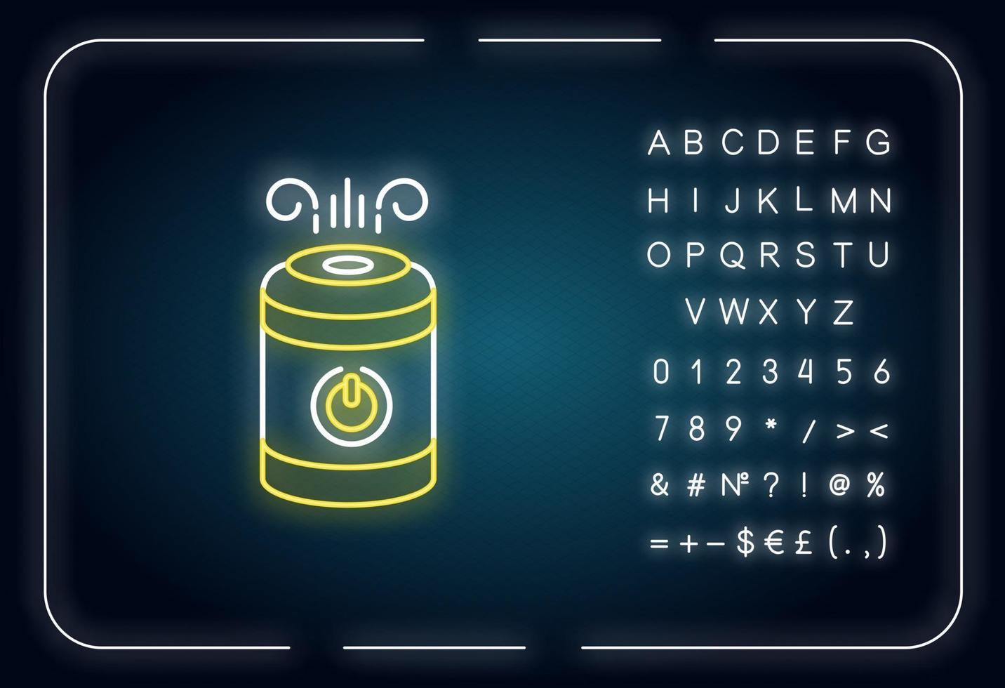 filtro dell'aria, icona della luce al neon dell'umidificatore a vapore vettore