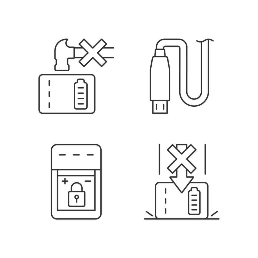powerbank per set di icone etichetta manuale lineare utente gadget vettore