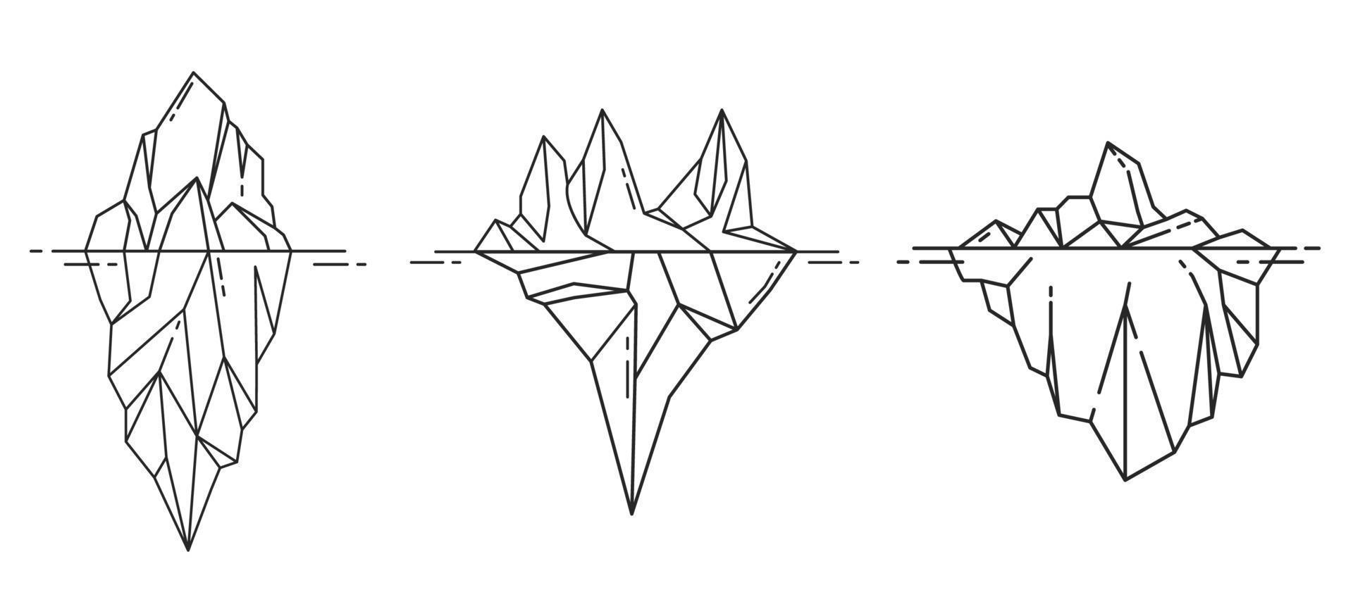 icona dell'iceberg in stile contorno. illustrazione vettoriale. vettore