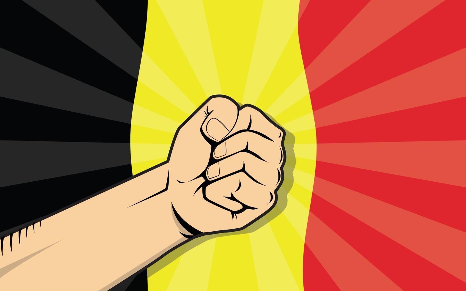 belgio europa paese lotta simbolo di protesta con mano forte vettore