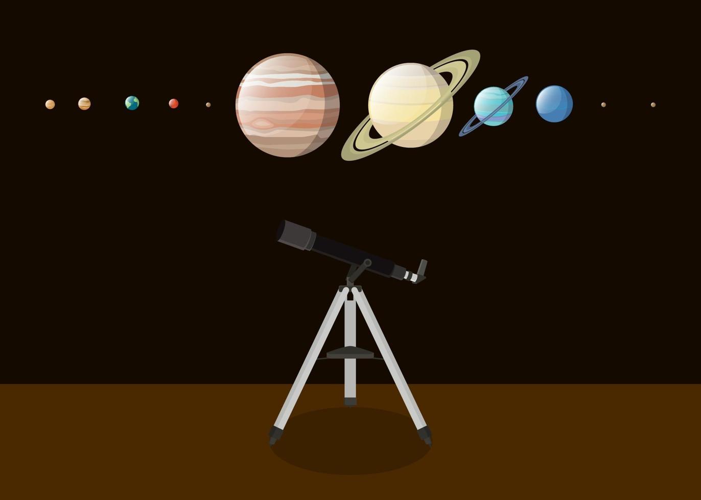 esplora il pianeta con vari tipi di pianeta e telescopio vettore