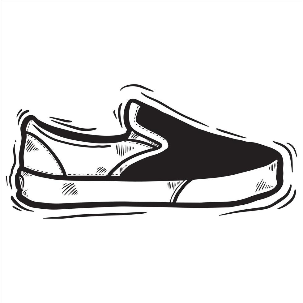 illustrazione vettoriale di scarpe disegnate a mano in bianco e nero