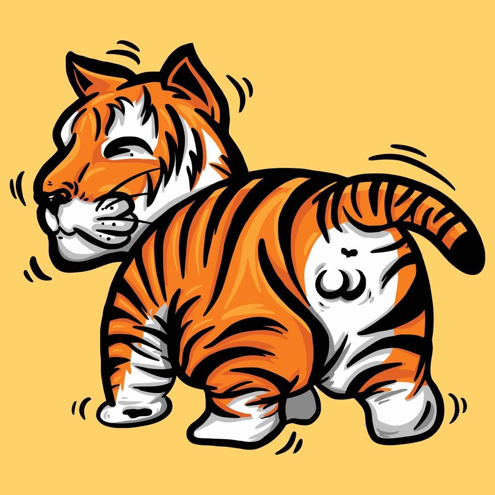 illustrazione vettoriale di cartone animato carino tigre bambino disegnato a mano