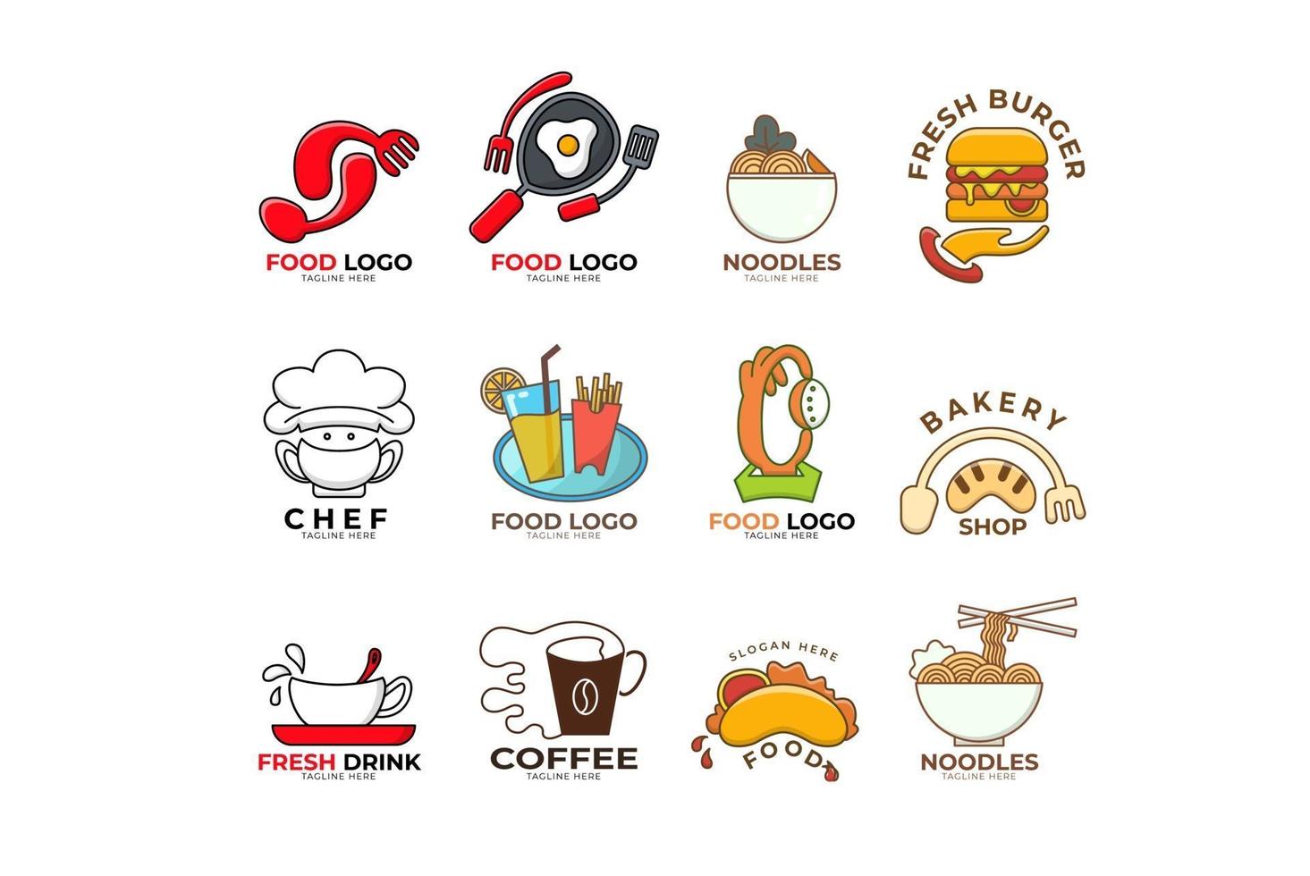 disegno dell'illustrazione della collezione di logo di cibo vettore