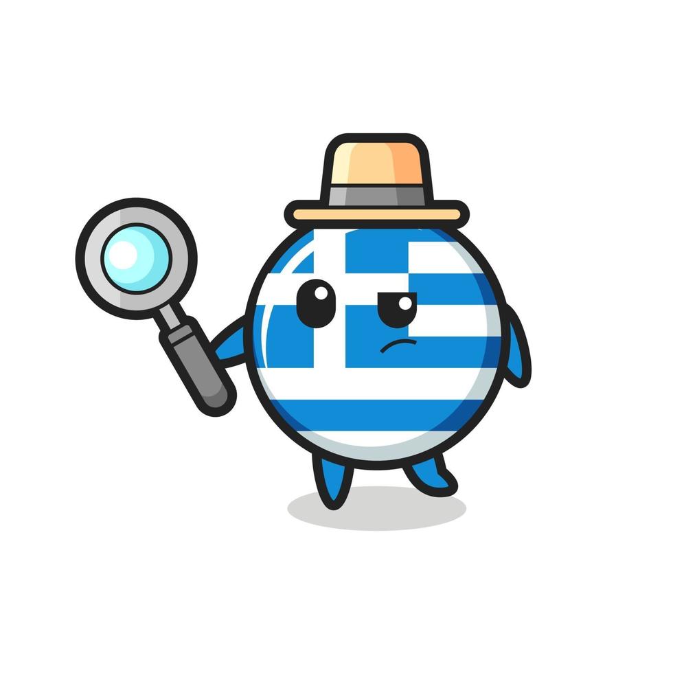 il personaggio detective della bandiera della grecia sta analizzando un caso vettore
