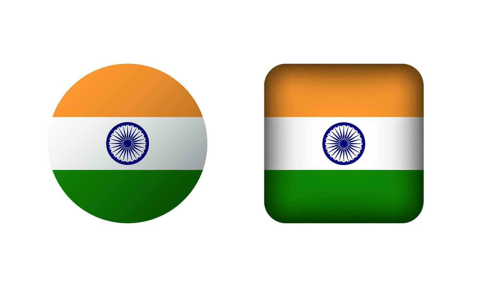 piatto piazza e cerchio India bandiera icone vettore