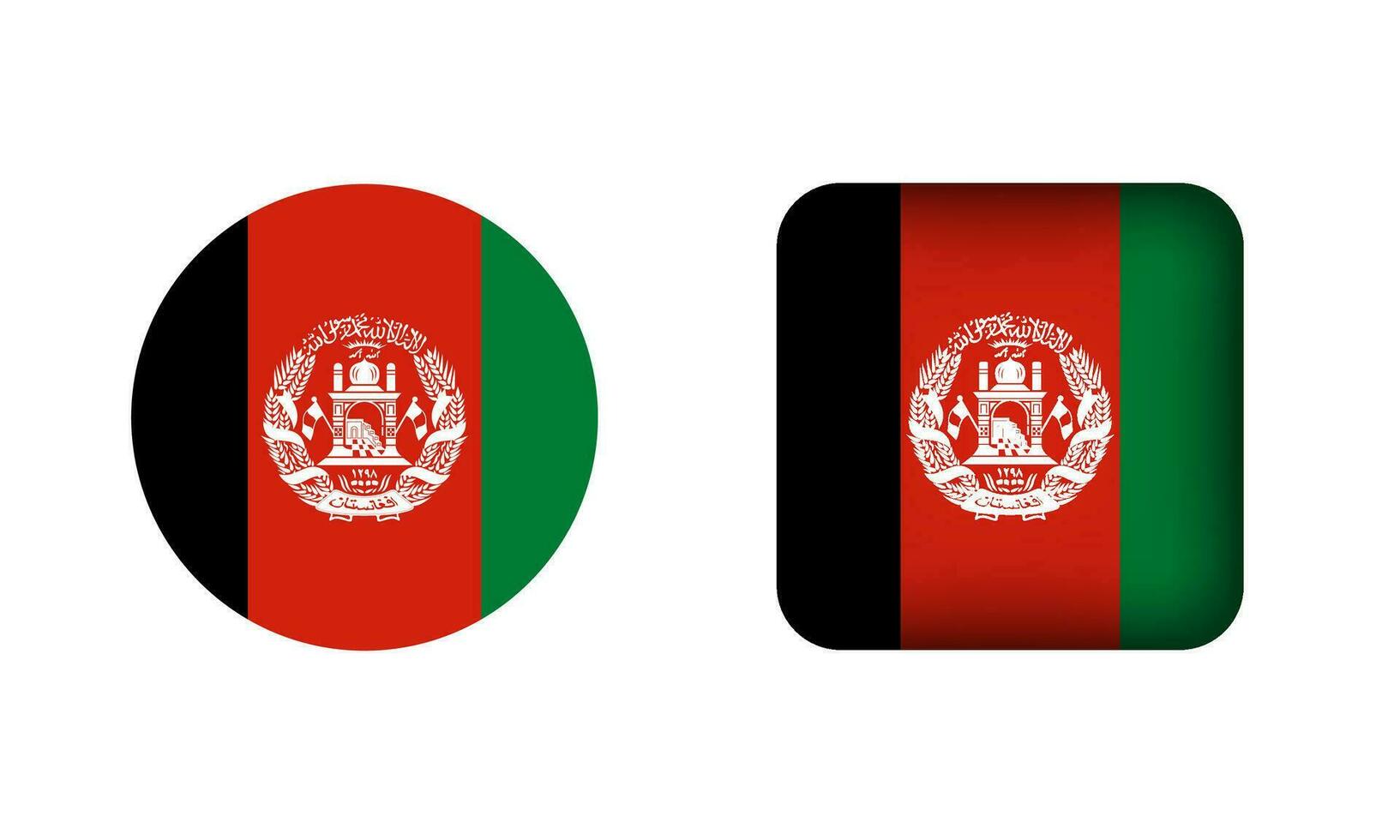 piatto piazza e cerchio afghanistan bandiera icone vettore