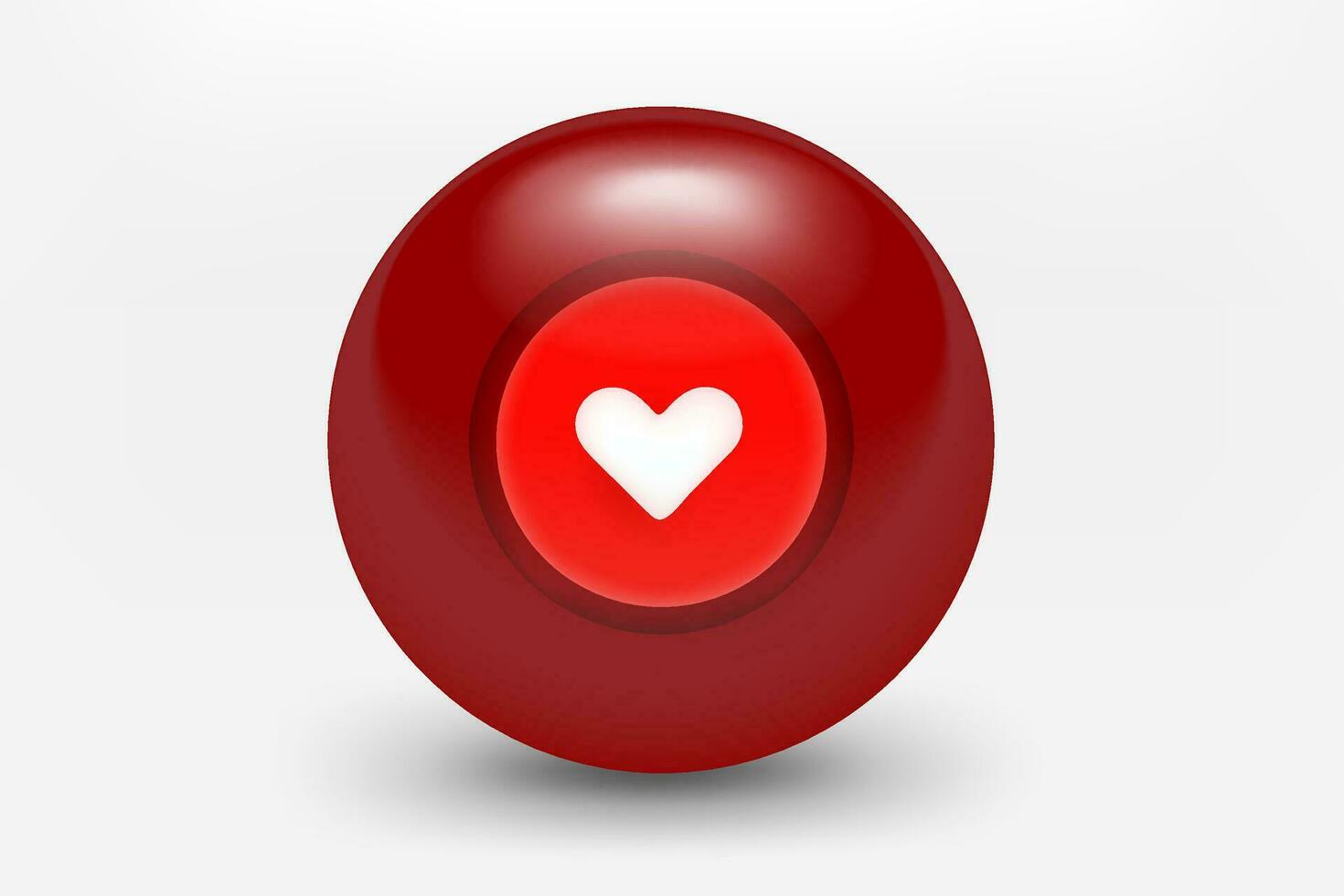 rosso palla con cuore icona. 3d vettore illustrazione
