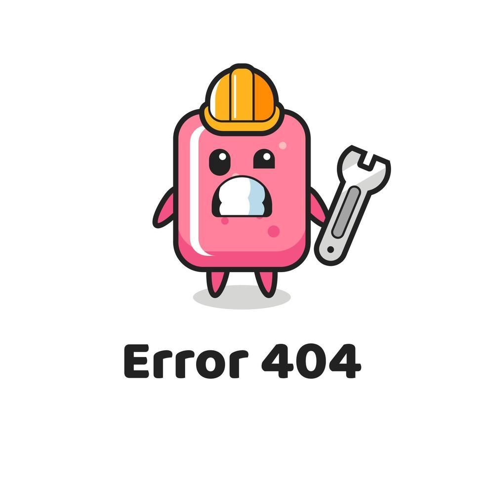 errore 404 con la simpatica mascotte di gomma da masticare vettore