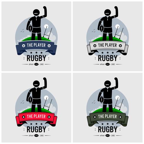 Disegno del logo del club di rugby. vettore