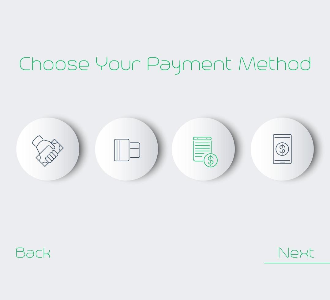 scegli il tuo metodo di pagamento, illustrazione vettoriale