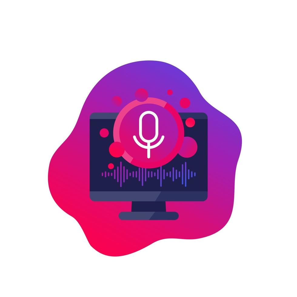 icona di vettore del software di riconoscimento vocale e audio