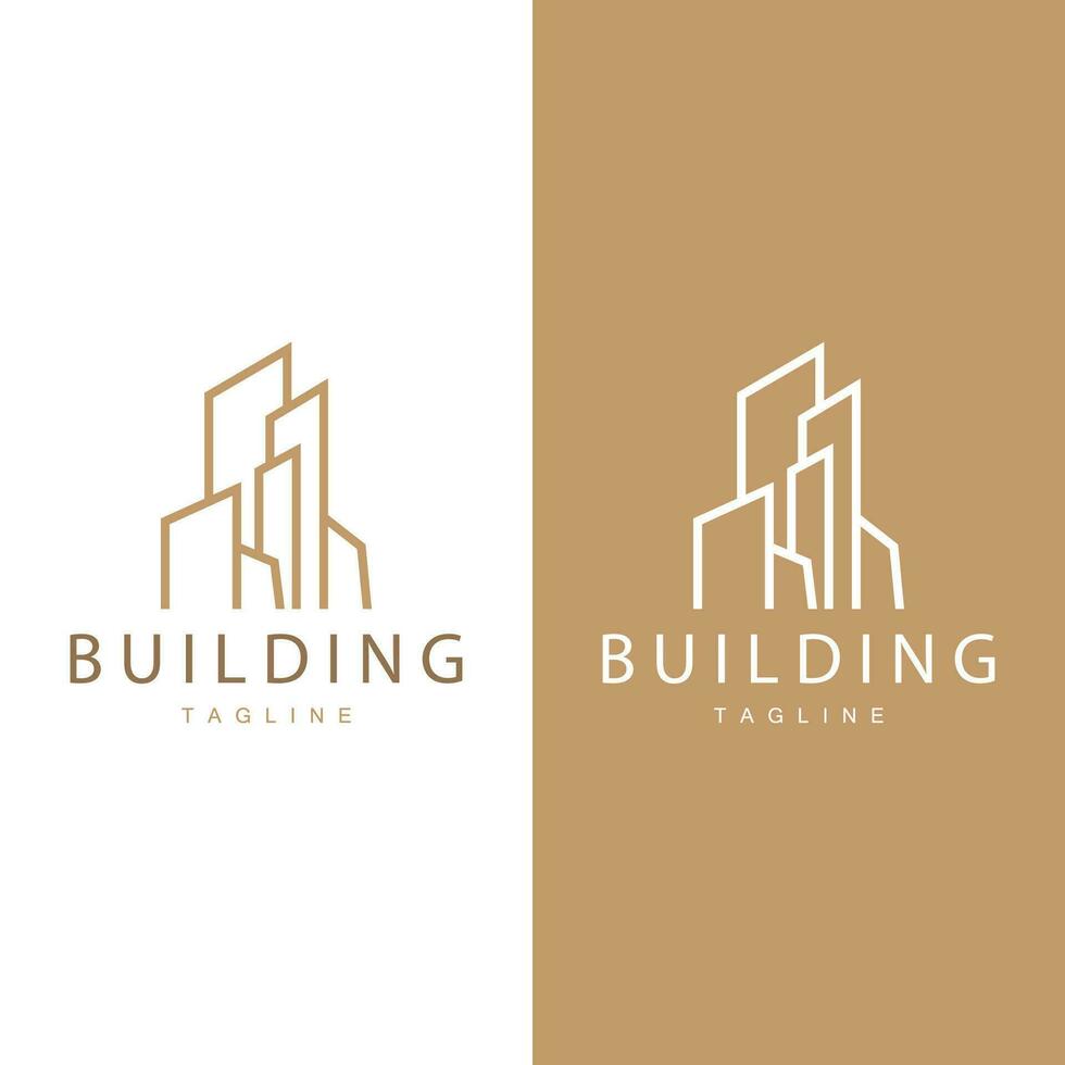 moderno città edificio logo disegno, lussuoso e semplice urbano architettura vettore