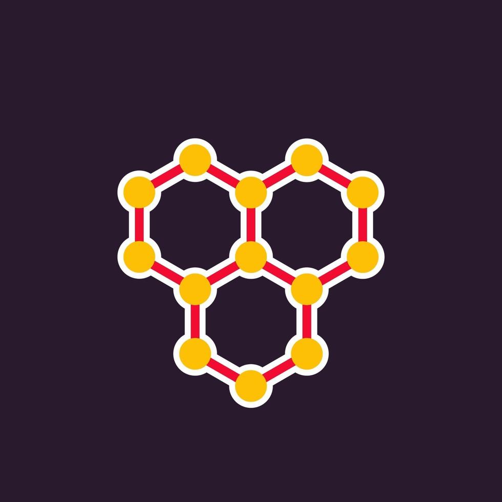 icona del vettore di grafene, struttura atomica del carbonio