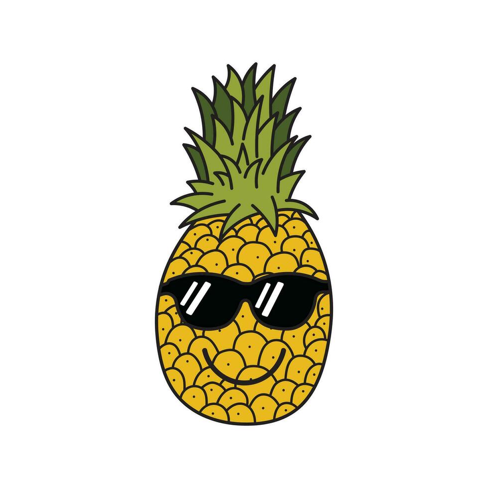 vettore illustrazione colore bambini carino ananas indossare occhiali da sole clipart