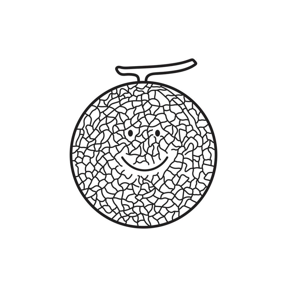 mano disegnato vettore illustrazione colore bambini carino sorridente frutta melone clipart