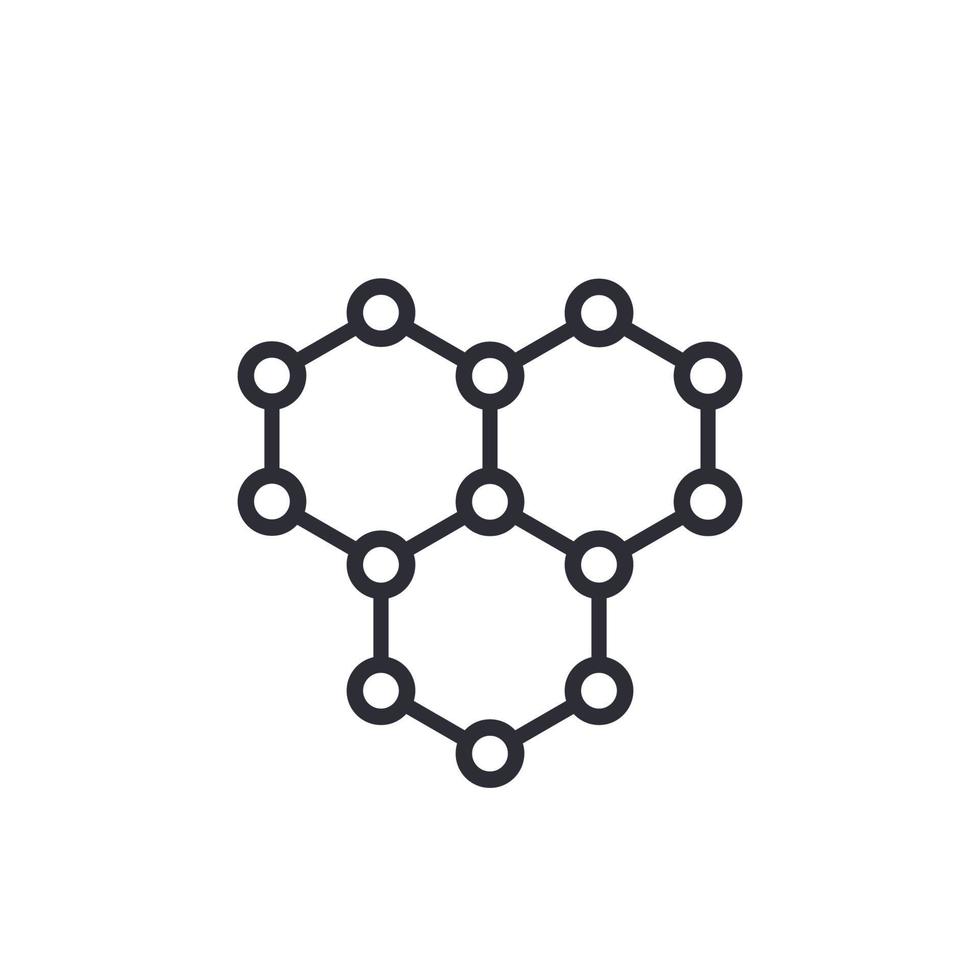 grafene, icona di vettore di struttura atomica del carbonio su bianco