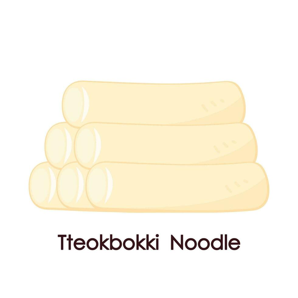 tteokbokki spaghetto vettore. coreano cibo. speziato riso torta. tteokbokki logo design. vettore