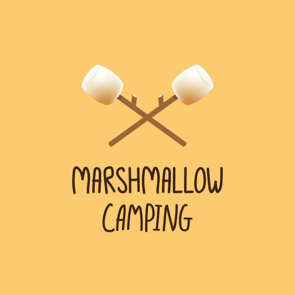 marshmallow e bastone vettore. gratuito spazio per testo. marshmallow bastone logo. vettore