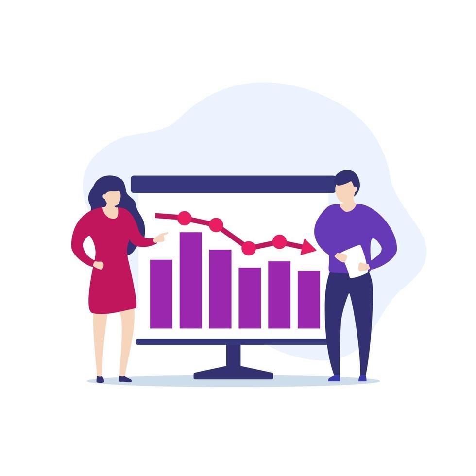 recessione o declino economico, illustrazione vettoriale