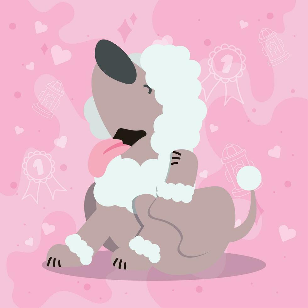 carino graffiare francese barboncino cane cartone animato personaggio vettore illustrazione