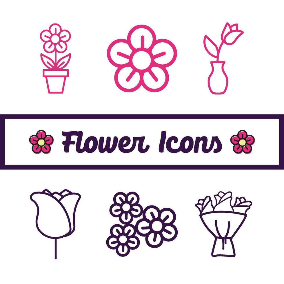 impostato di schema fiore icone vettore illustrazione