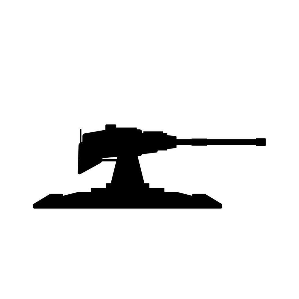 torretta pistola silhouette vettore. automatico torretta silhouette può essere Usato come icona, simbolo o cartello. torretta pistola icona vettore per design di arma, militare, esercito o guerra