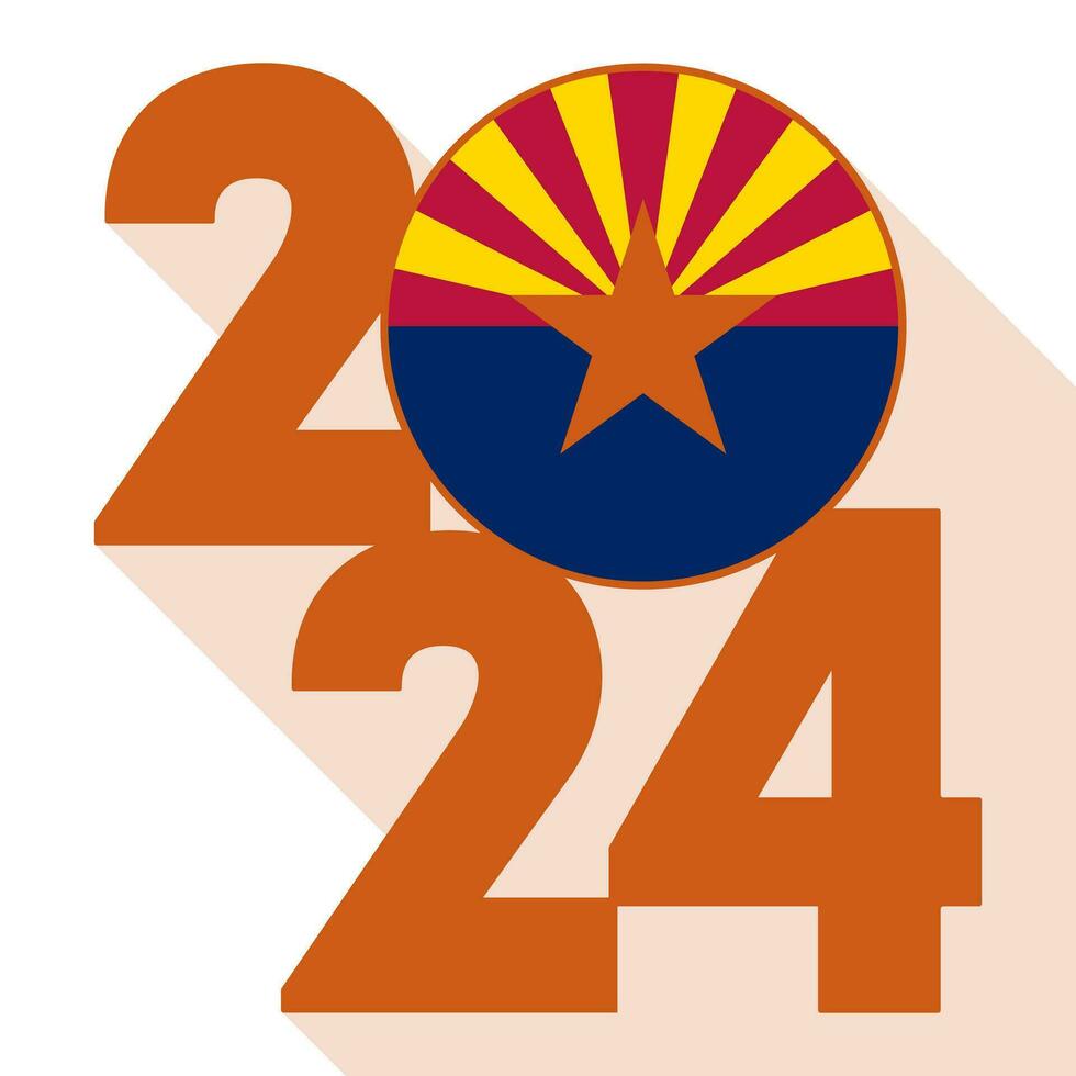 2024 lungo ombra bandiera con Arizona stato bandiera dentro. vettore illustrazione.