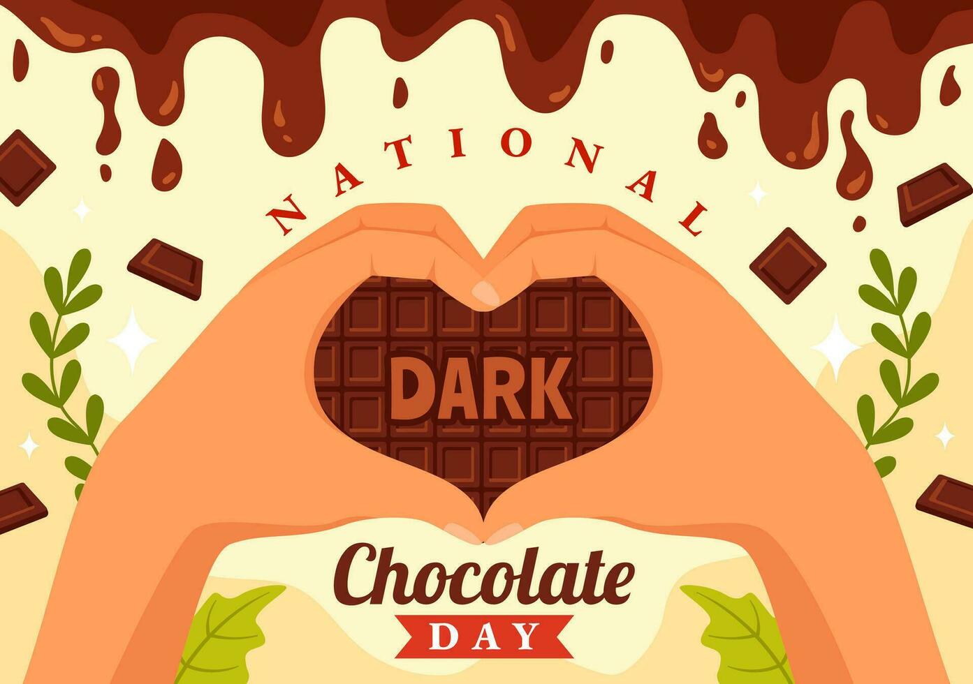 nazionale buio cioccolato giorno vettore illustrazione su febbraio 1 ° per il Salute e felicità quello choco porta nel piatto cartone animato sfondo design