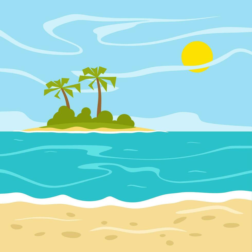 spiaggia con palma alberi e mare vettore