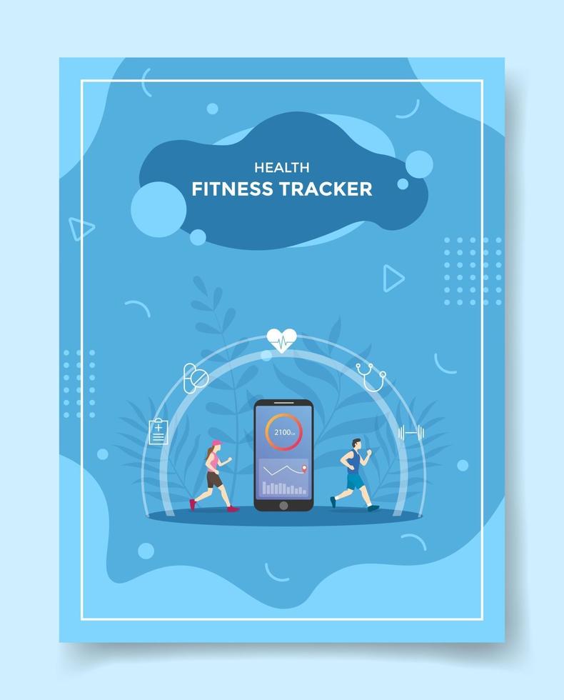 tracker di fitness per la salute per modello di banner, volantini, copertine di libri vettore