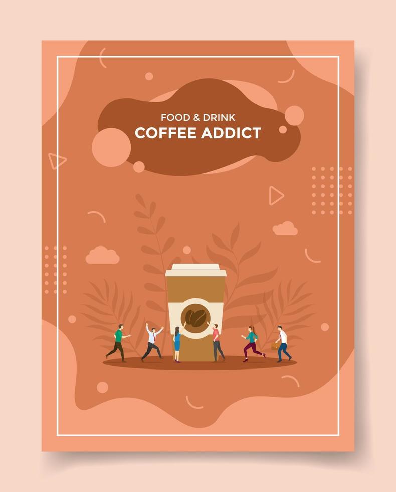 concetto di dipendente dal caffè per modello di banner, volantino, copertina di libri vettore