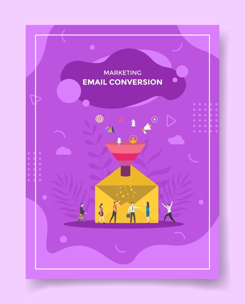 concetto di conversione e-mail per modello di banner, flyer, vettore
