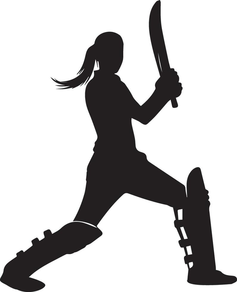 giocatore di cricket posa vettore silhouette