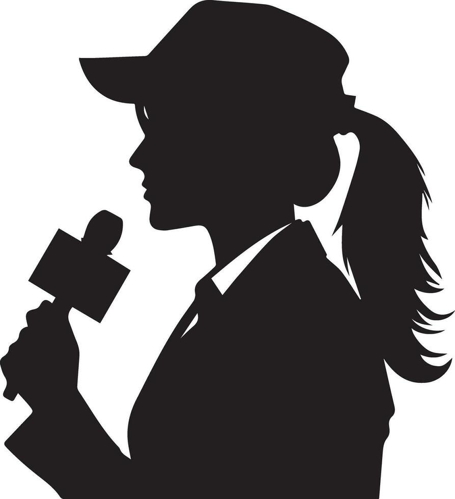 femmina notizia reporter vettore silhouette illustrazione