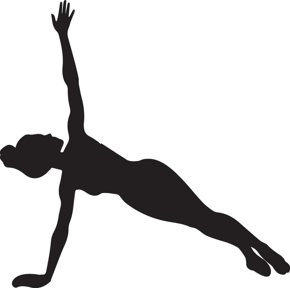 donna spingere su yoga posa vettore silhouette illustrazione 2