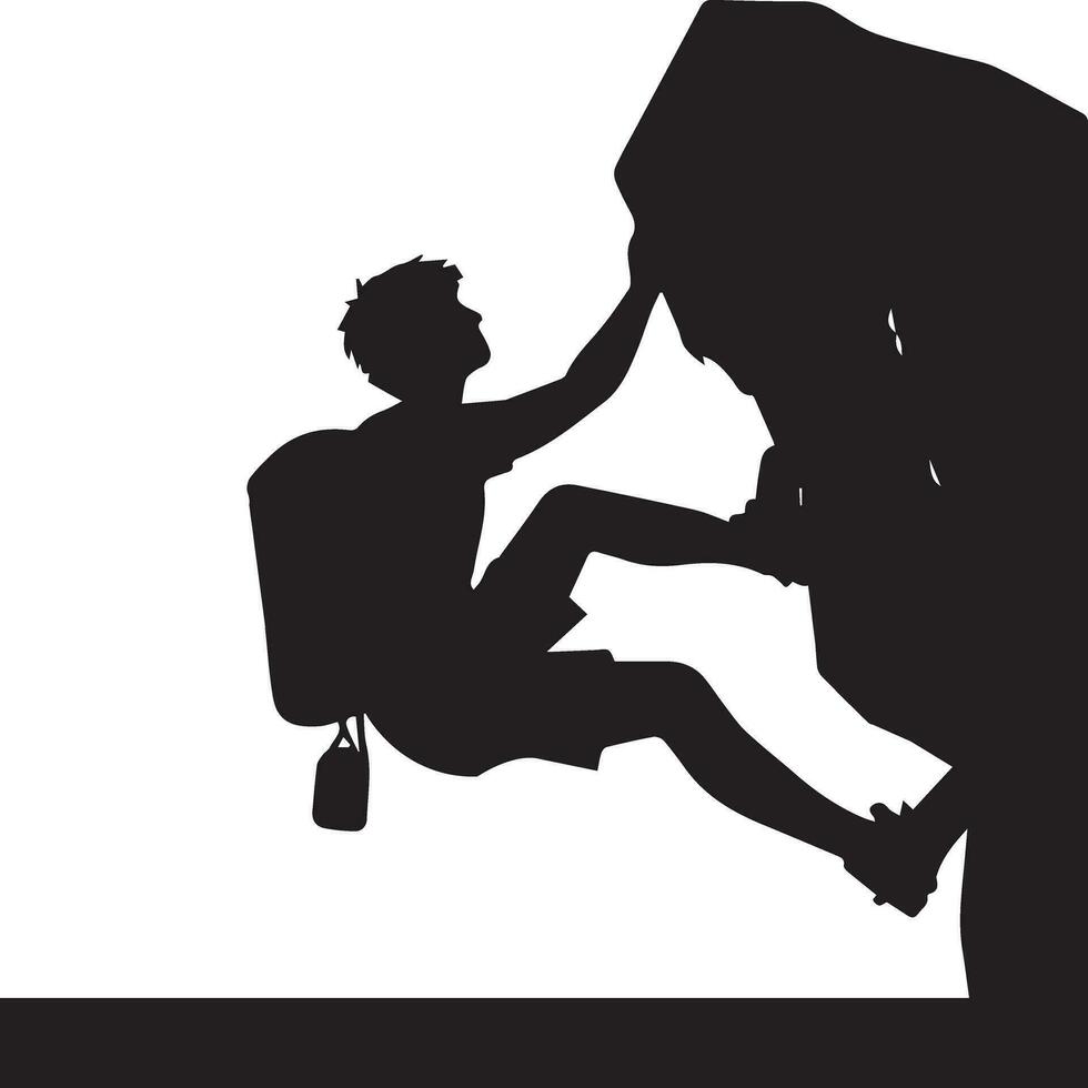 un' uomo arrampicata montagna vettore silhouette illustrazione 2