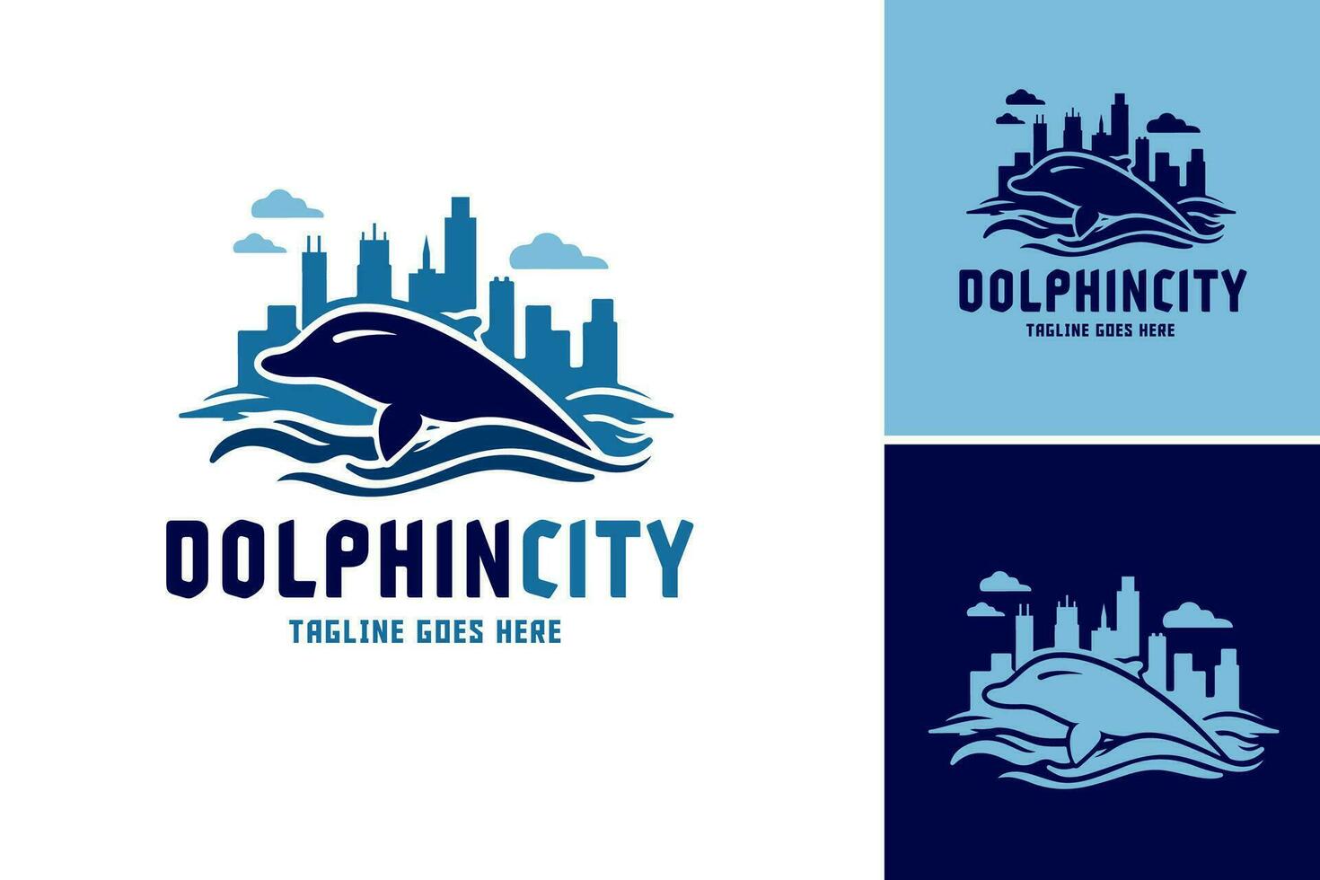 delfino città logo design è un' design risorsa adatto per aziende o organizzazioni relazionato per marino vita, conservazione, acqua parchi, o qualunque entità quello vuole per trasmettere un' giocoso vettore