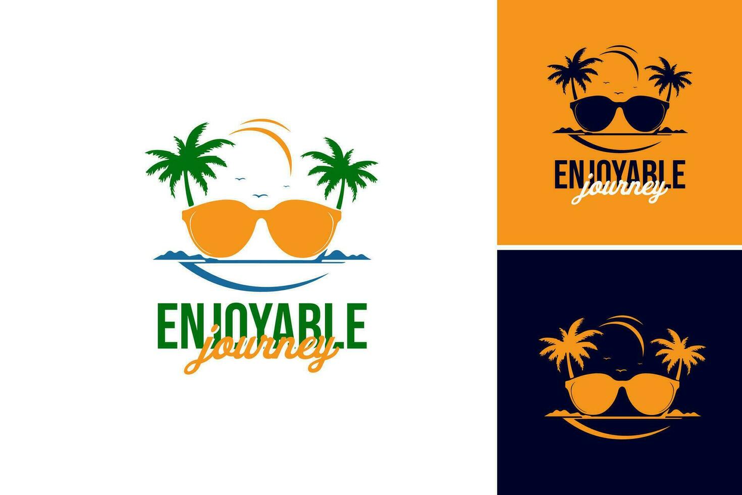 godere il sole con godere il spiaggia logo design modello. è un' logo design risorsa quello è Perfetto per promozione spiaggia resort, viaggio destinazioni, o a tema estivo eventi. vettore