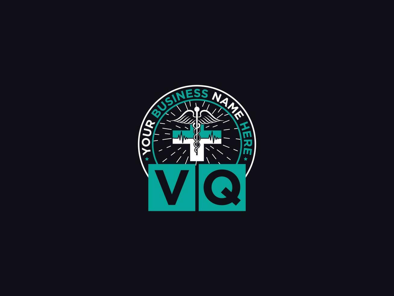 clinico vq logo icona, medico vq qv logo lettera design per medici vettore
