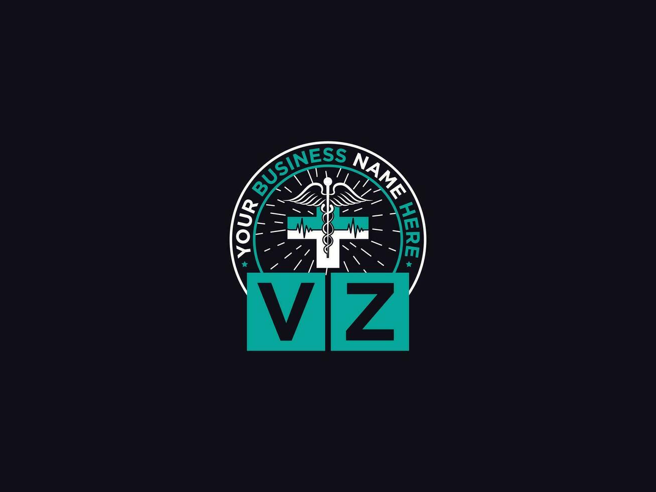clinico vz logo icona, medico vz zv logo lettera design per medici vettore