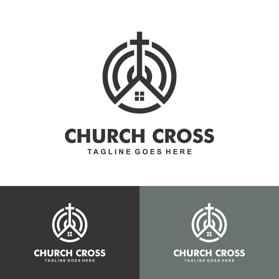 chiesa cristiana gesù croce gospel logo design ispirazione vettore