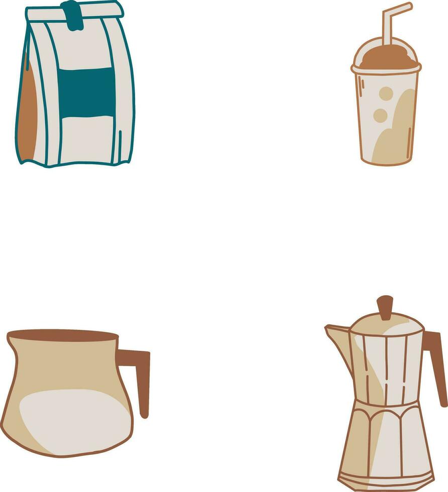 impostato di caffè fabbricazione attrezzatura. vettore illustrazione.