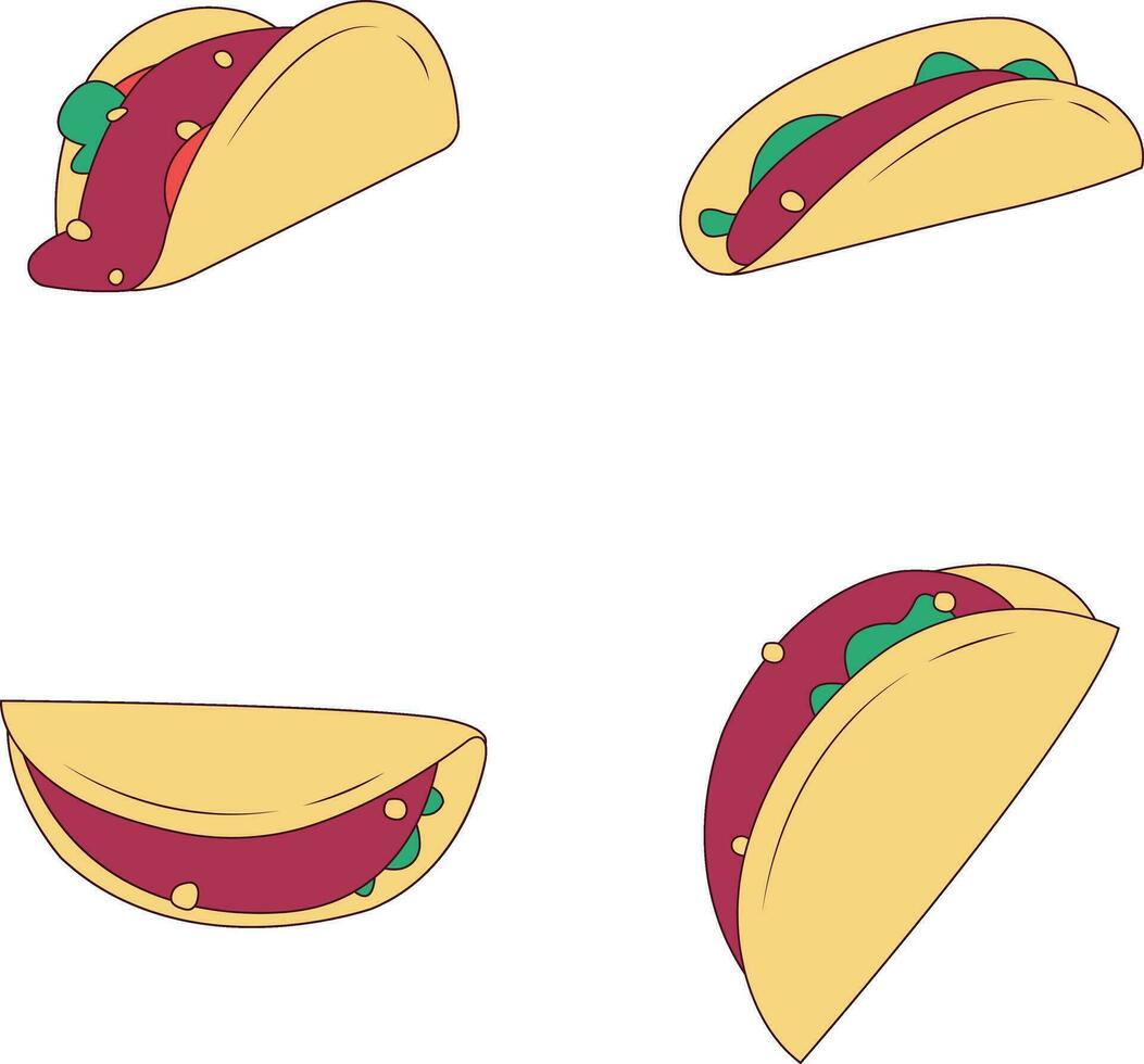 tacos cibo illustrazione impostare. piatto design. isolato vettore. vettore