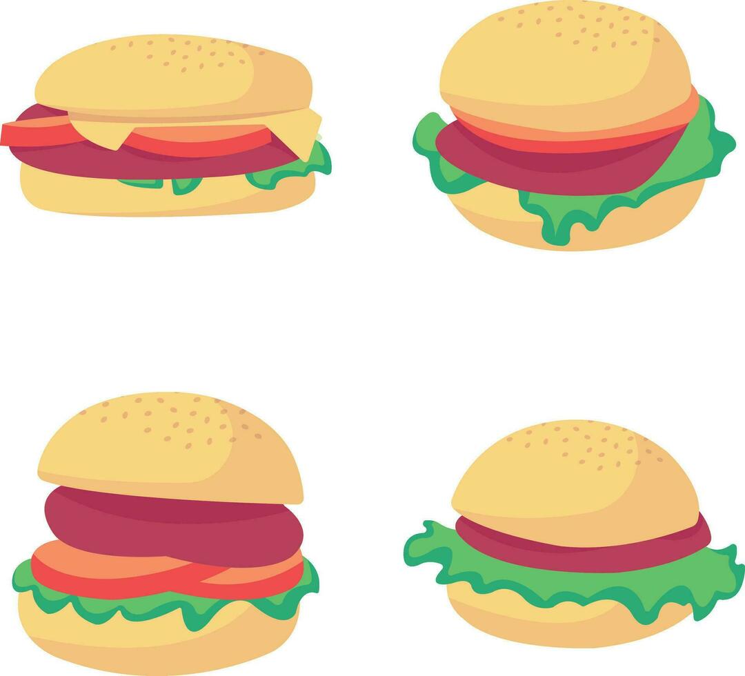 hamburger cibo illustrazione collezione. isolato su bianca sfondo. vettore illustrazione impostare.