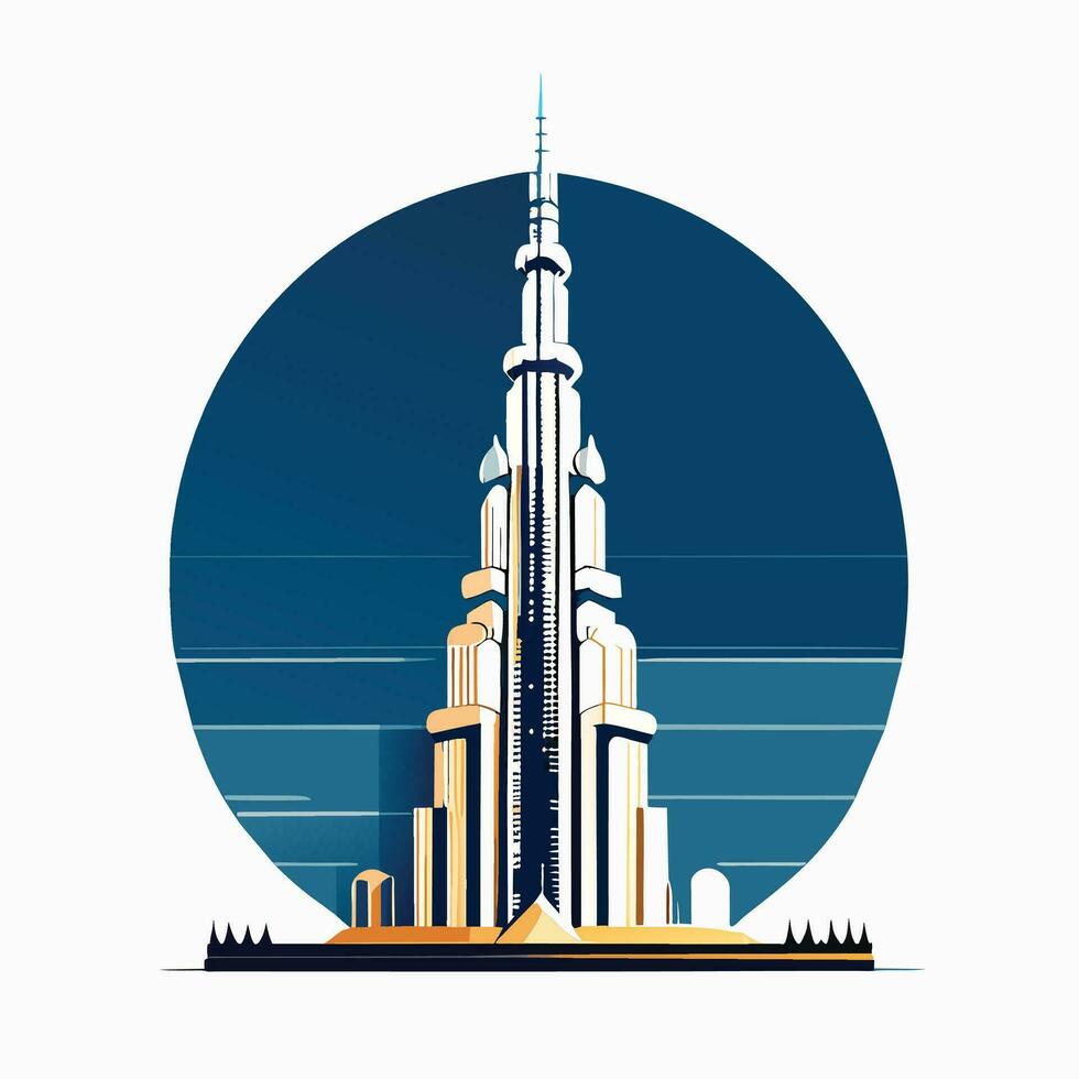 bellissimo burj khalifa isolato bianca vettore