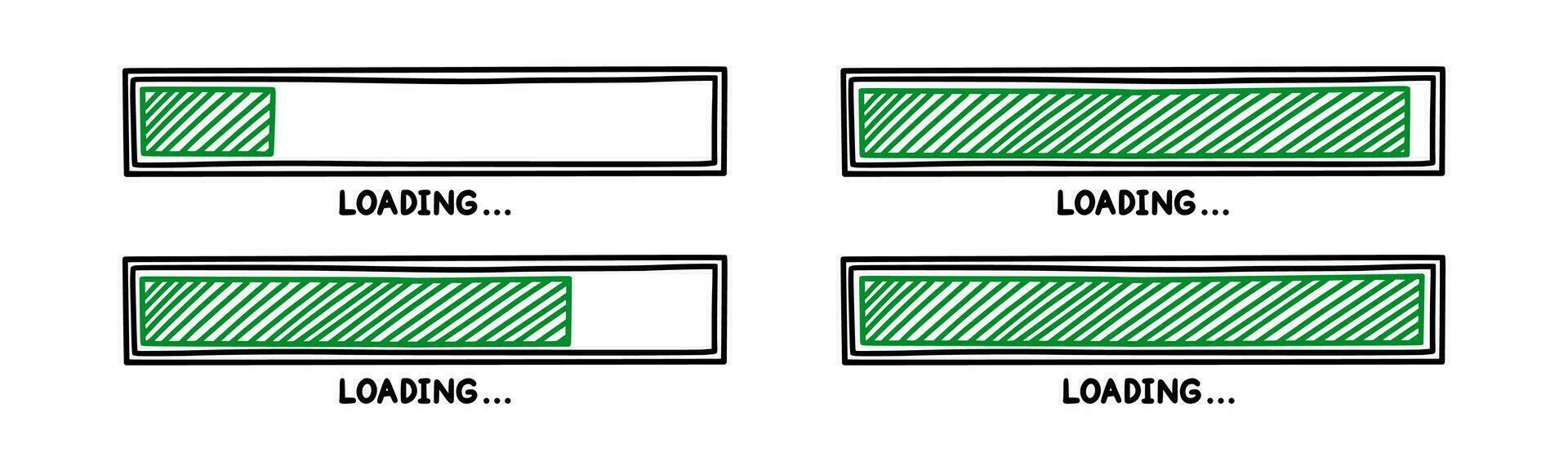 progresso Caricamento in corso sbarra. infografica design elemento con stato di completamento. mano disegnato vettore illustrazione